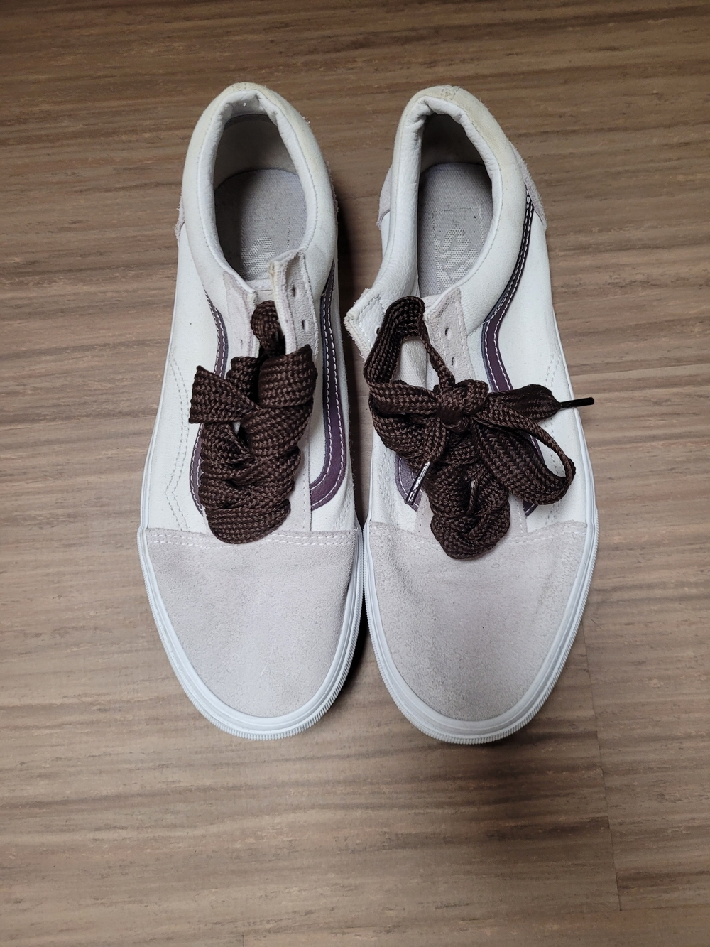 Vans Skateboarding Shoes Mens 9.5 Beige Cloud Sunset Leather Lace Up Sneakers